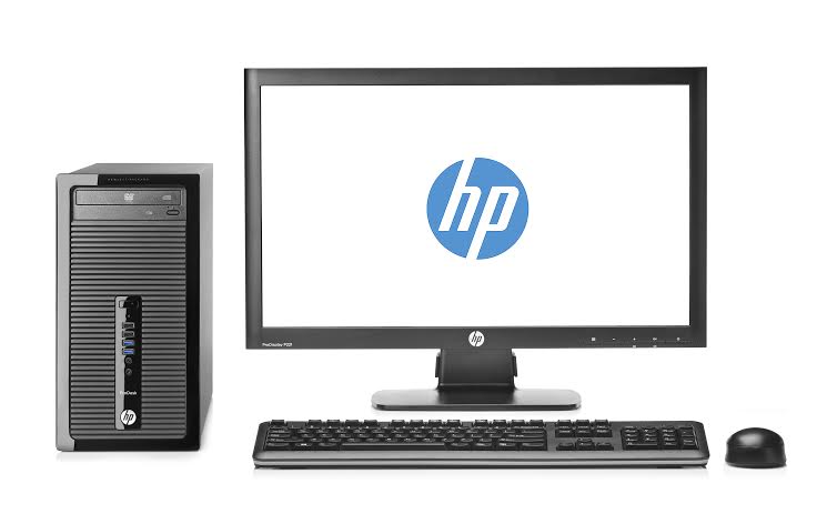 HP ProDesk 400 G1 MT with P221 Display, center front facing